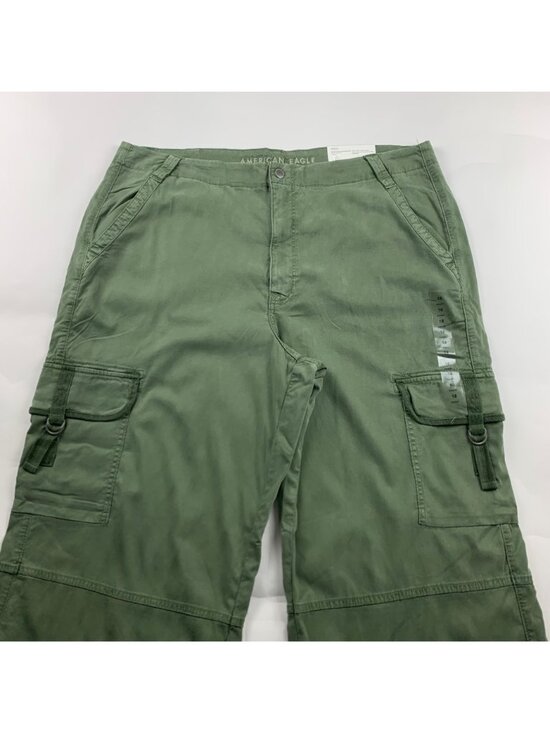 SHORT American Eagle Olive Dreamy Drape Stretch Wide Leg Cargo Pant 18S New - Picture 2 of 7